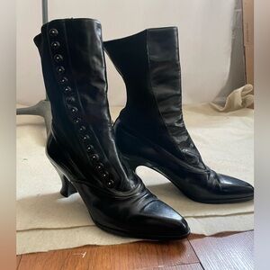 Stuart Weitzman Black Ankle Boots Spats Domino